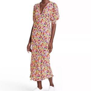 RIXO Multicolor Floral Midi Dress